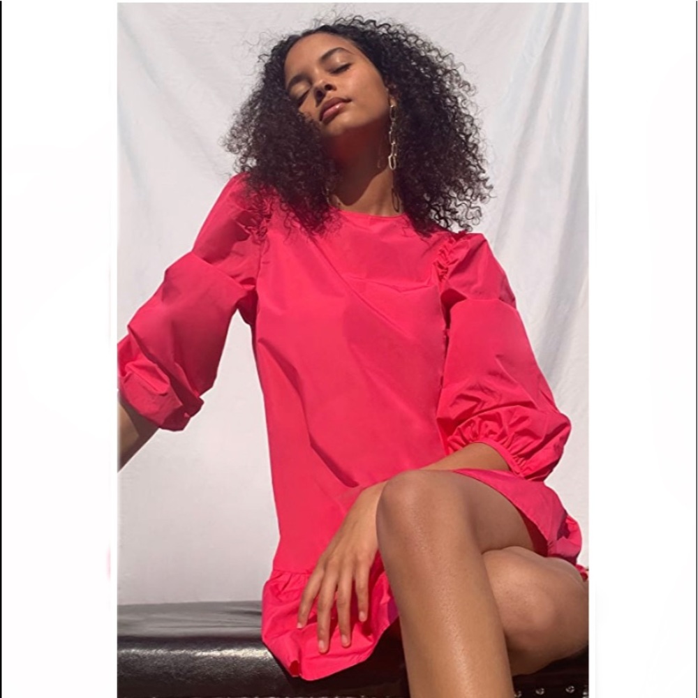 NWT Cinq a Sept Jackie Ruffled Shift Dress Pink Azalea XXS